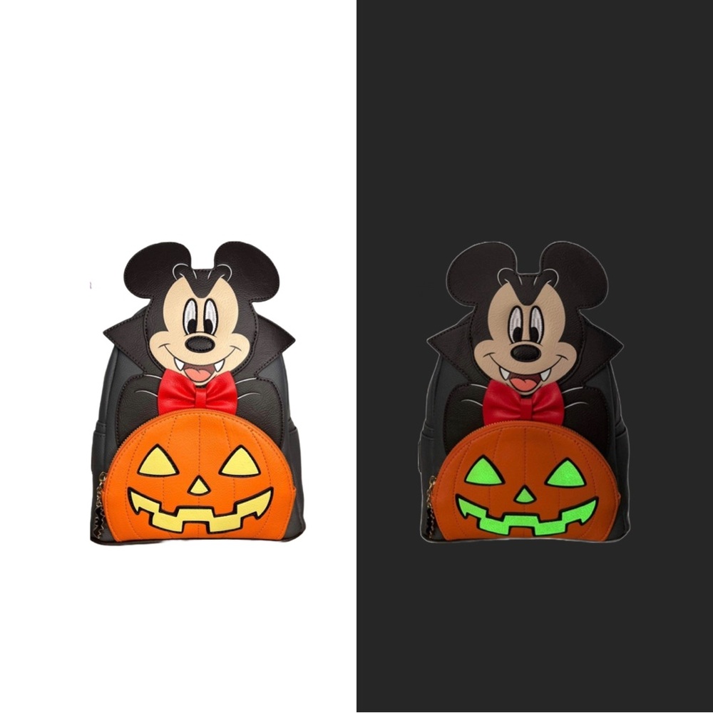 Loungefly Vampire Mickey with Glow in the Dark Pumpkin Mini Backpack‎